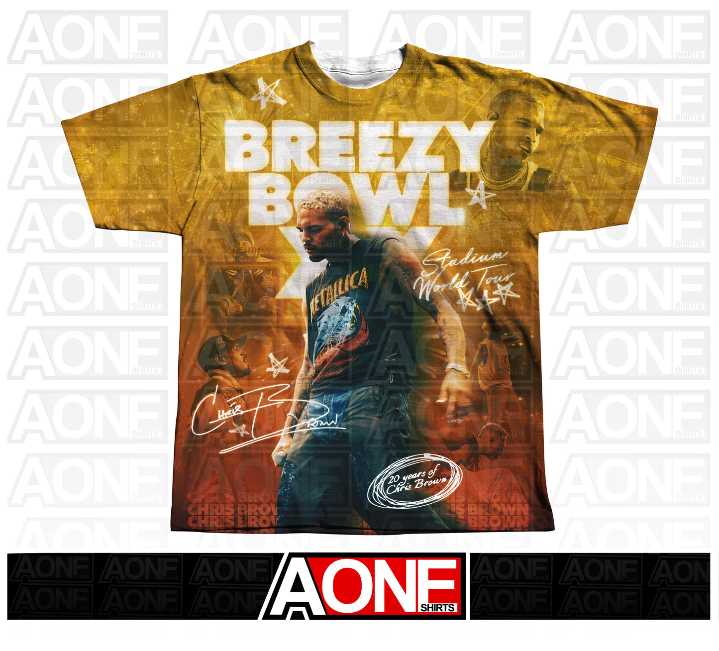Chris Brown 3D Shirt Photoshop Template Breezy Bowl XX Concert Tee, Rap Tour Graphic Shirt, 3D Hip Hop Merch