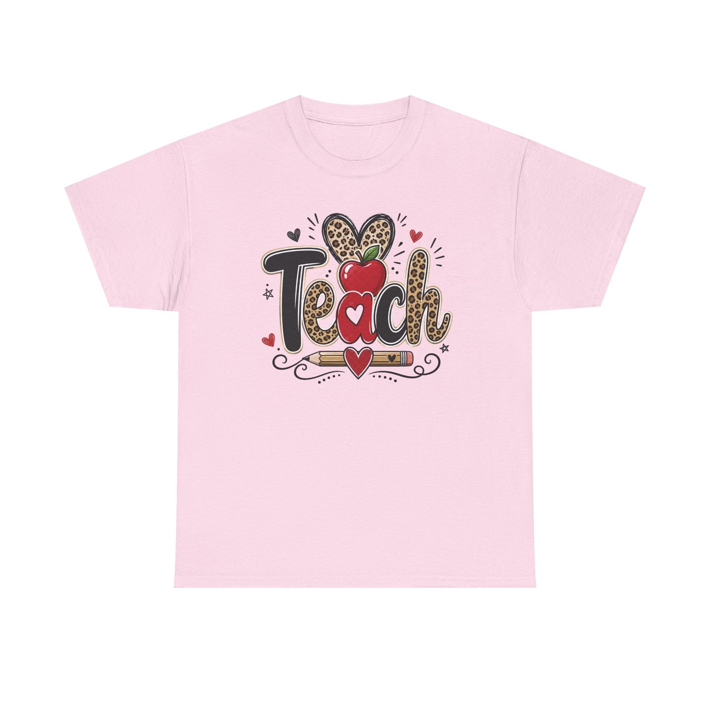 Teach Apple Lepard Print School T-Shirt