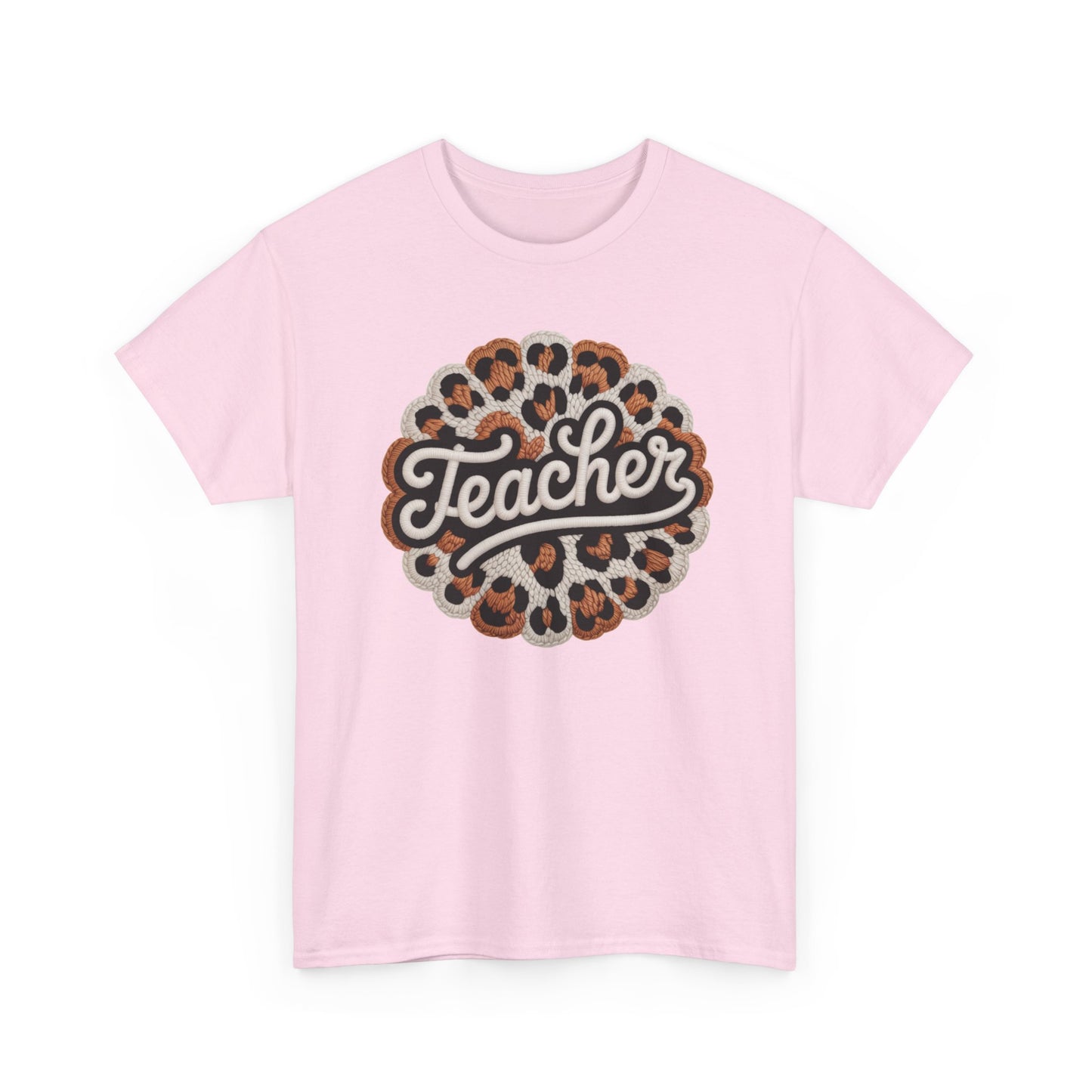 Teacher Leopard 3D Yarn Effect Back to School T-Shirt
