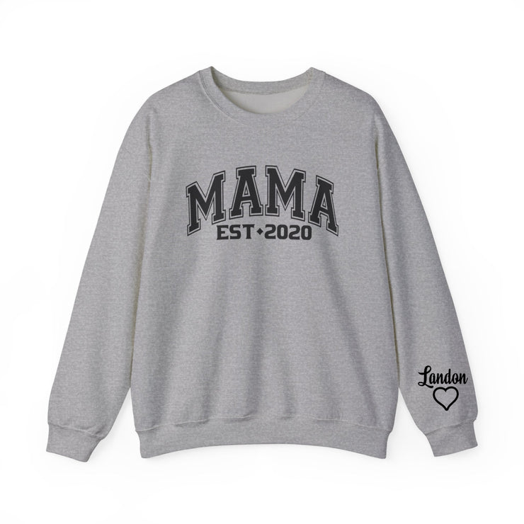 Personalized Mama Sweatshirt with Kid Names on Sleeve, Mothers Day Gift, Birthday Gift for Mom, New Mom Gift, Minimalist Cool Mom Sweater