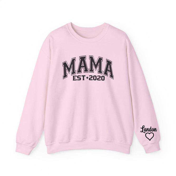 Personalized Mama Sweatshirt with Kid Names on Sleeve, Mothers Day Gift, Birthday Gift for Mom, New Mom Gift, Minimalist Cool Mom Sweater