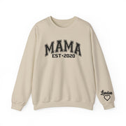 Personalized Mama Sweatshirt with Kid Names on Sleeve, Mothers Day Gift, Birthday Gift for Mom, New Mom Gift, Minimalist Cool Mom Sweater