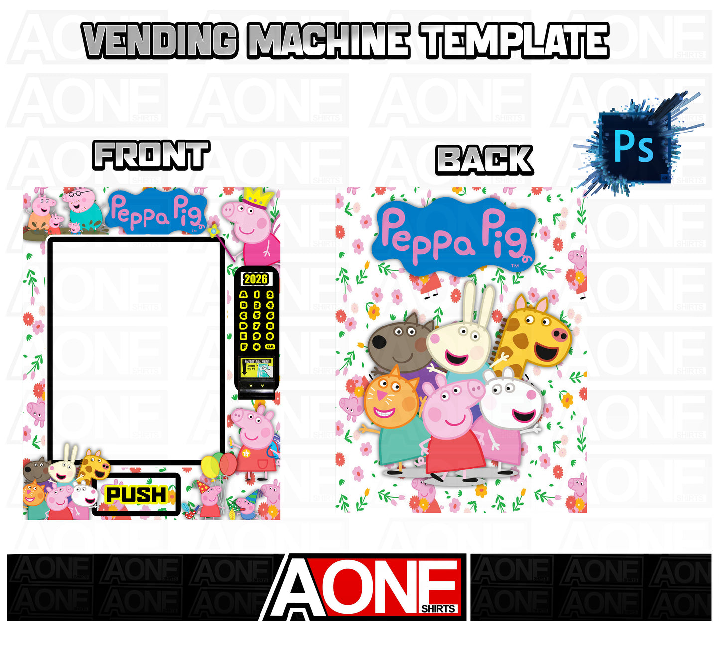 Peppa Pig Vending Machine Box Template| Photoshop| 8.5x11 Printable DIY Vending Machine| Digital Download