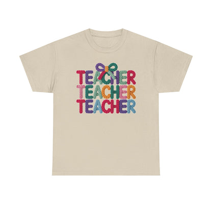 Teacher 3D Colorful Yarn Effect Back to School T-Shirt