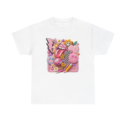 Pink Yarn Effect Back to School T-Shirt