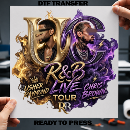 R&B Tour Silver Starz Ready-to-Press DTF Transfer Adult 12x14 Print