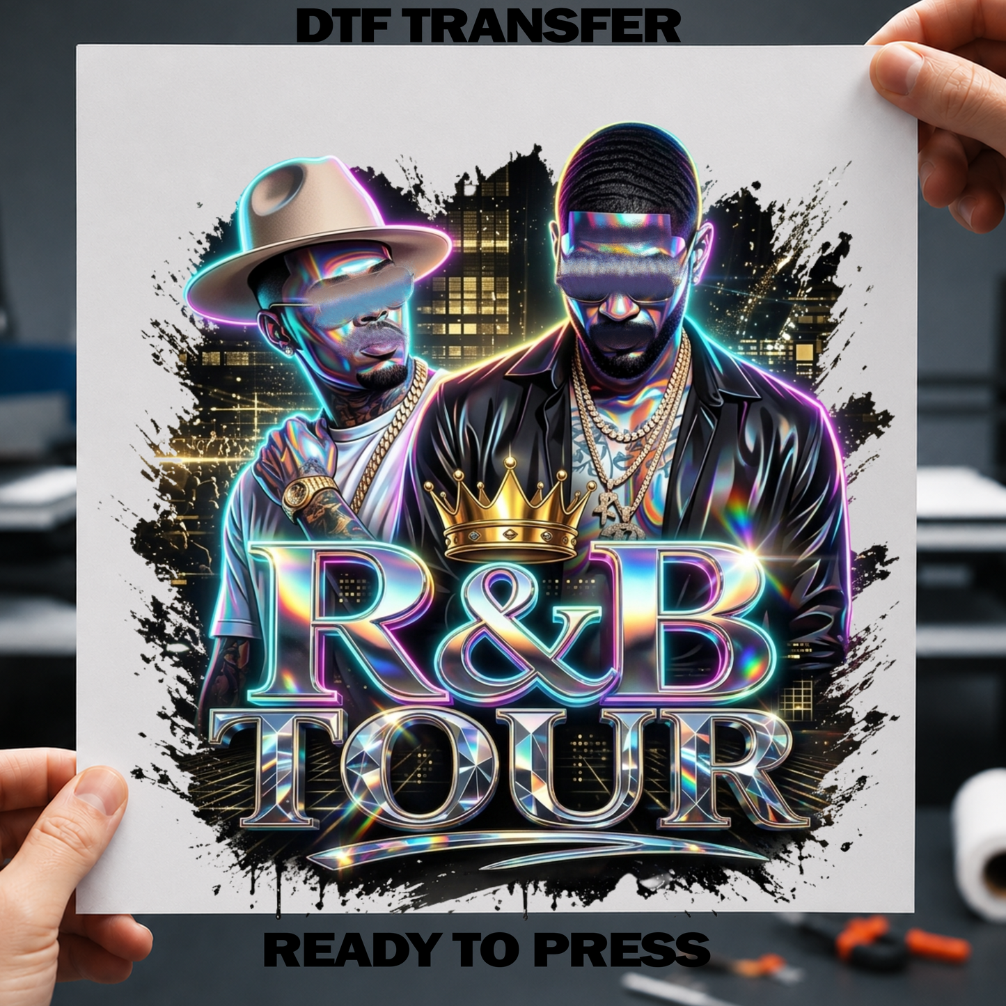 R&B Tour Silver Starz Ready-to-Press DTF Transfer Adult 12x14 Print
