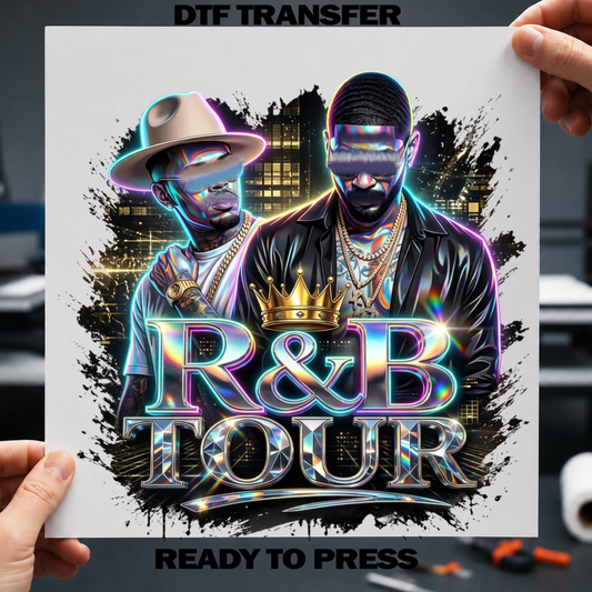 R&B Tour Holographic Ready-to-Press DTF Transfer Adult 12x14 Print