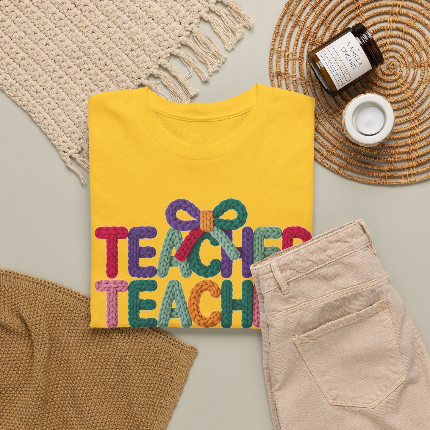 Teacher 3D Colorful Yarn Effect Back to School T-Shirt