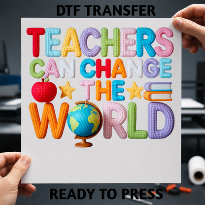 Pink Yarn Effect Teacher DTF Heat Transfer