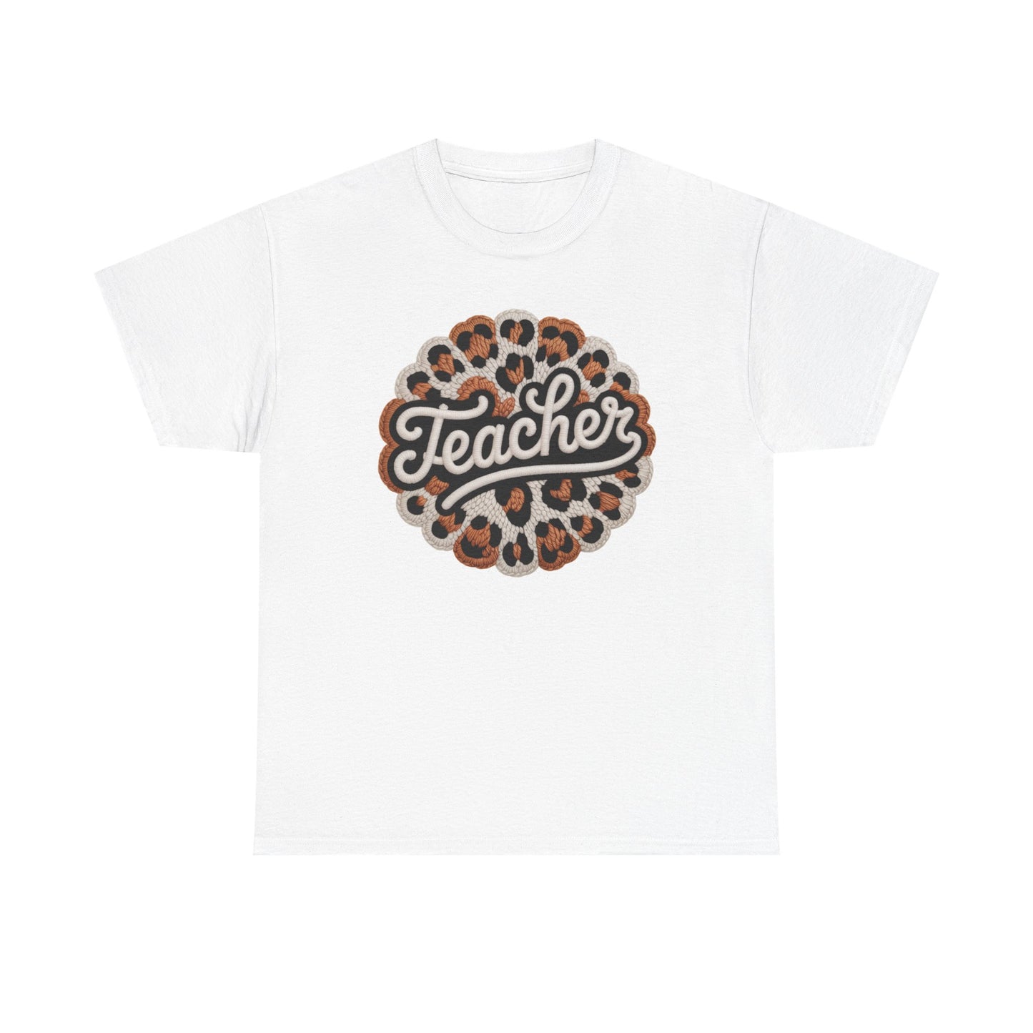 Teacher Leopard 3D Yarn Effect Back to School T-Shirt