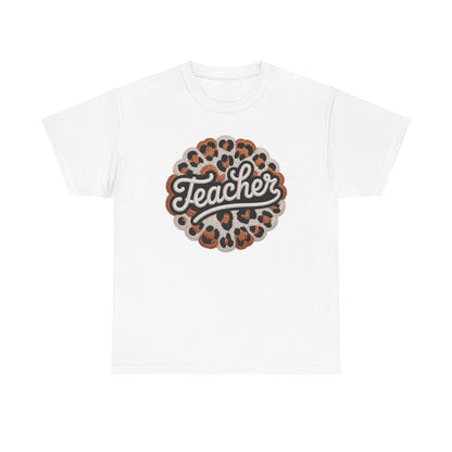 Teacher Leopard 3D Yarn Effect Back to School T-Shirt