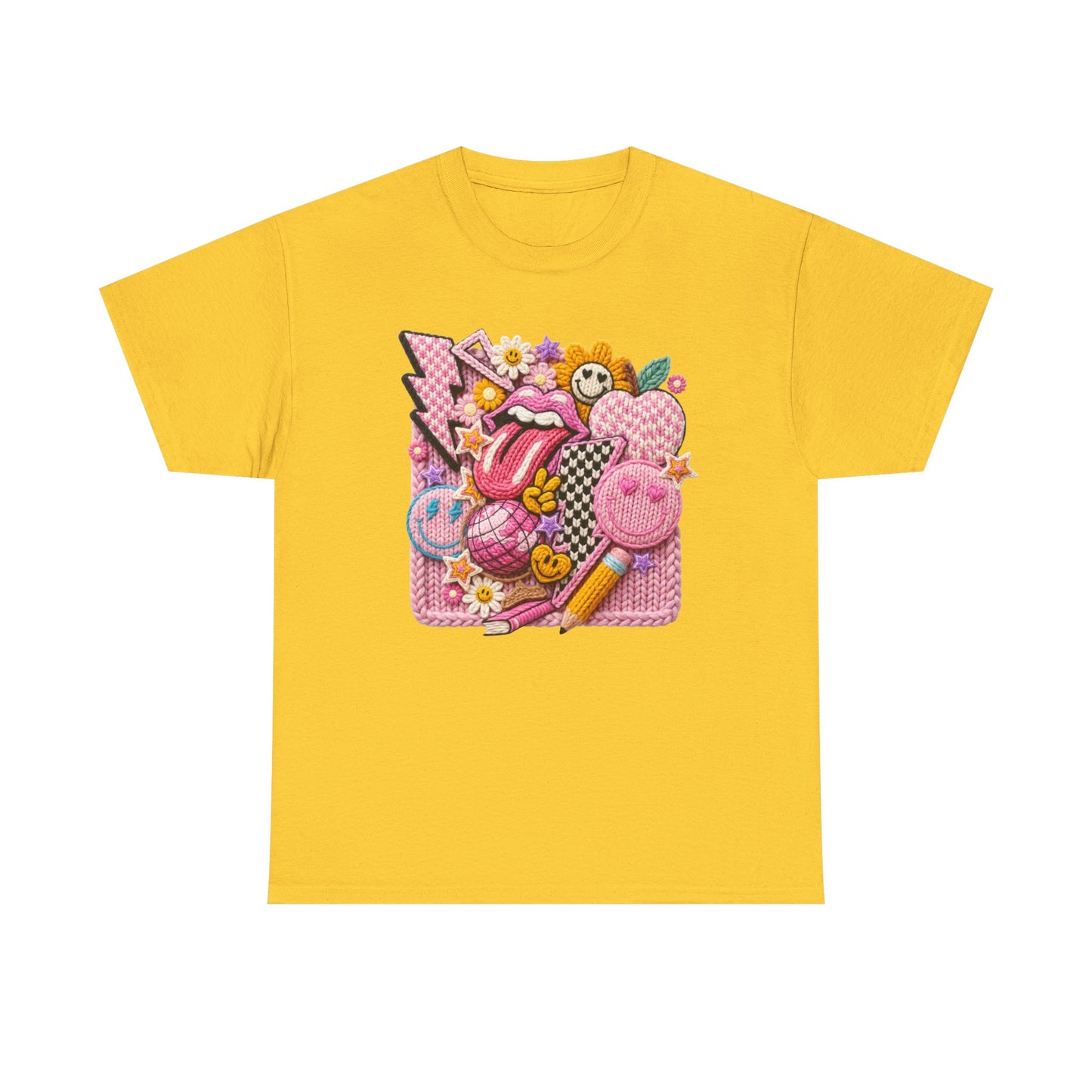 Pink Yarn Effect Back to School T-Shirt