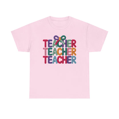 Teacher 3D Colorful Yarn Effect Back to School T-Shirt
