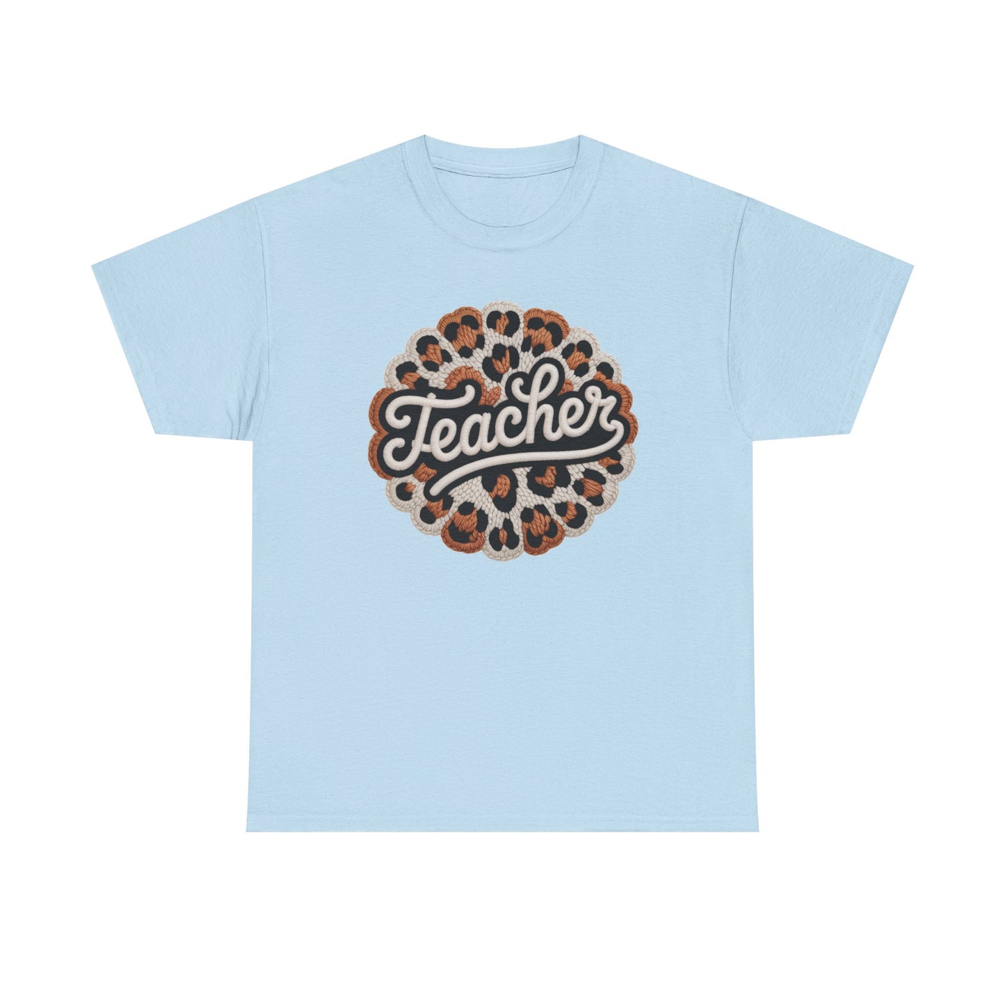 Teacher Leopard 3D Yarn Effect Back to School T-Shirt