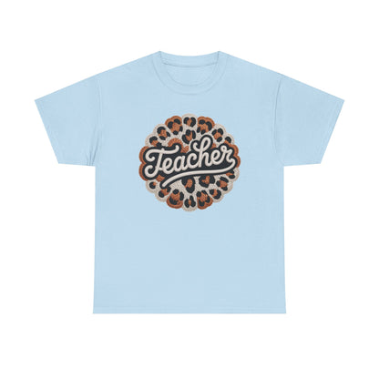 Teacher Leopard 3D Yarn Effect Back to School T-Shirt