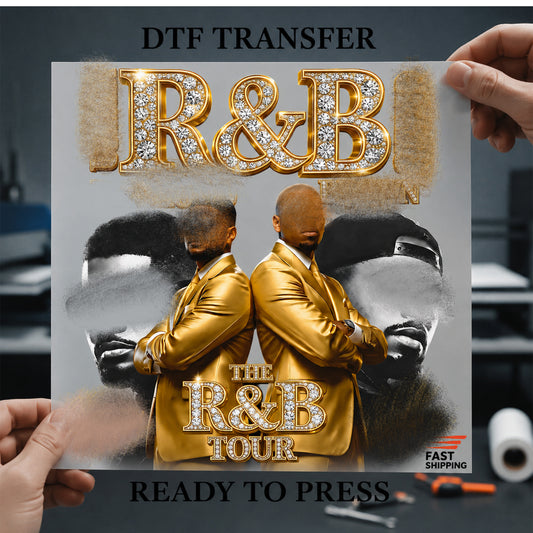 R&B Tour Gold and Diamonds Ready-to-Press DTF Transfer Adult 12x14 Print
