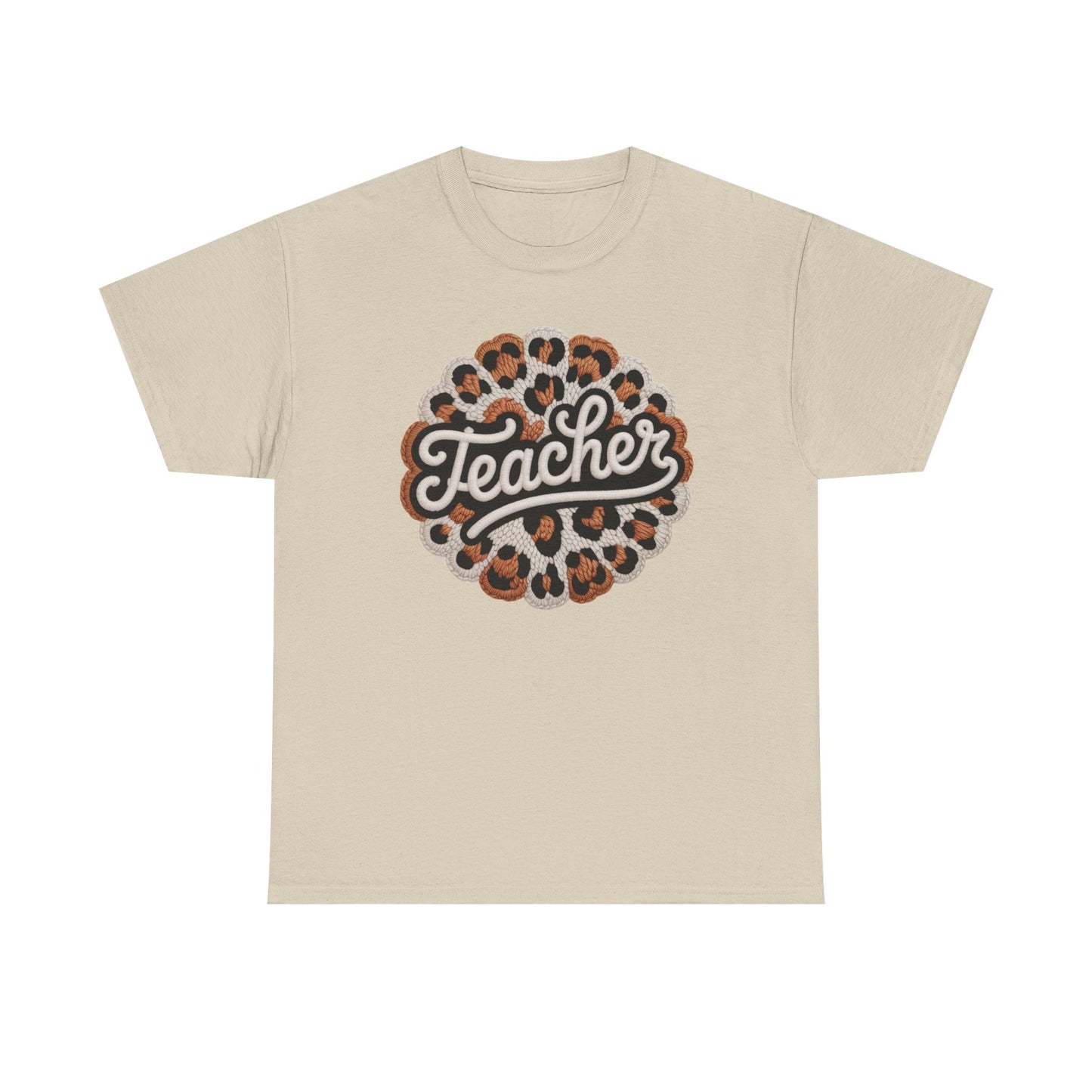 Teacher Leopard 3D Yarn Effect Back to School T-Shirt
