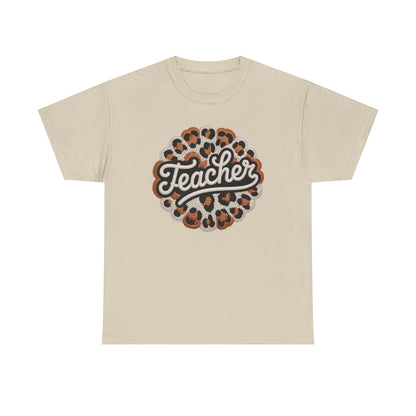 Teacher Leopard 3D Yarn Effect Back to School T-Shirt